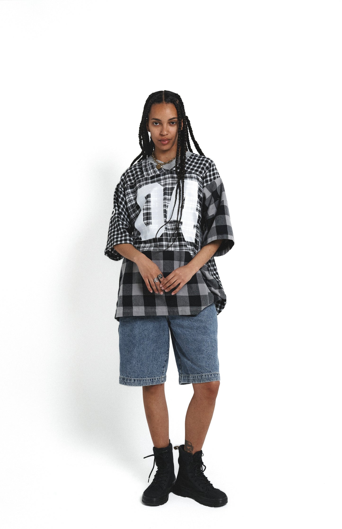 Upcycled Flannel Jersey - Monochrome