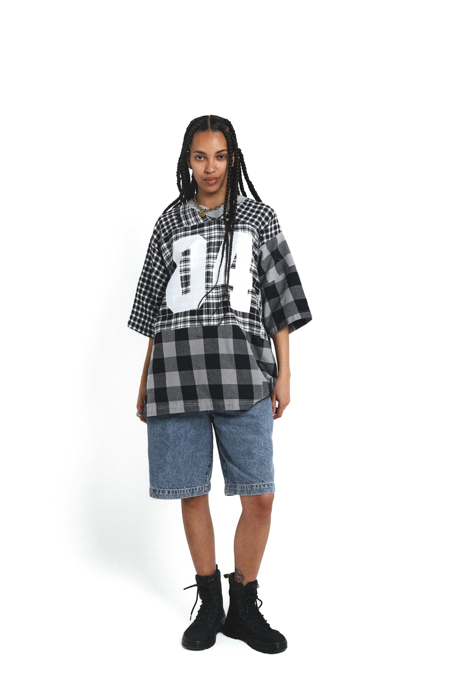 Upcycled Flannel Jersey - Monochrome