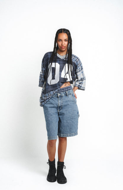 Upcycled Flannel Jersey - Blue